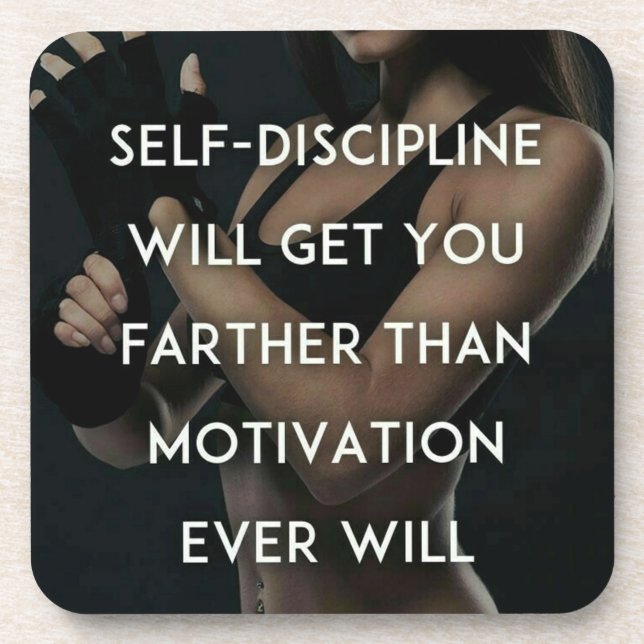 Dessous-de-verre Discipline vs Motivation - Inspiration de gym pour (Devant)
