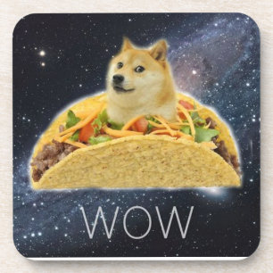 Dessous-de-verre Doge de taco dans l'espace. Wouah