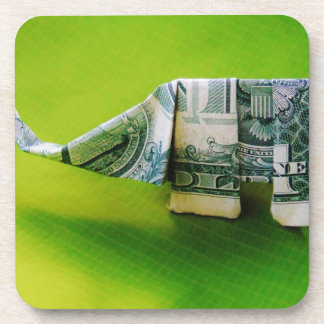 Dessous-de-verre Dollar facture origami éléphant sur arrière - plan