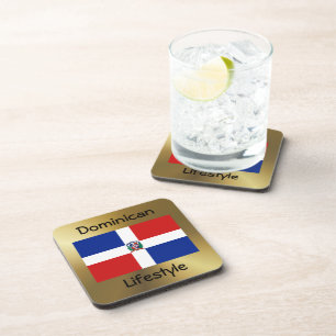 Dessous-de-verre Dominican Republic Flag+Text Coaster