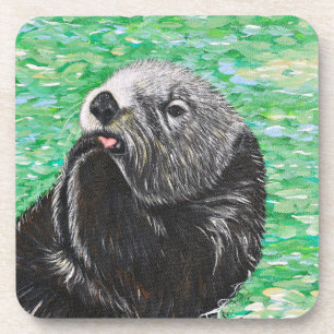 Dessous-de-verre Douce petite peinture de loutre de mer