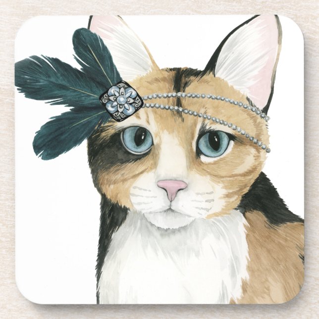 Dessous-de-verre Downton Cat | Bejeweled With Feathers (Devant)
