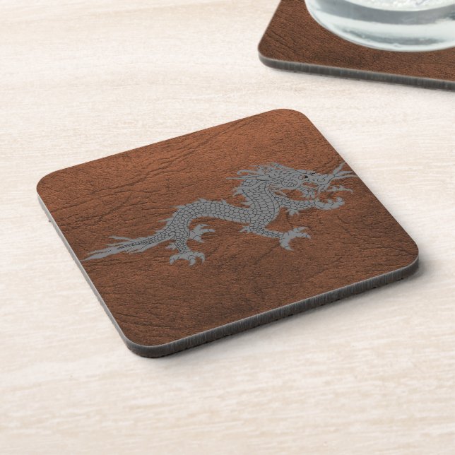 Dessous-de-verre Dragon bhoutanais en cuir (Côté gauche)