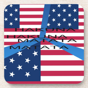 Dessous-de-verre Drapeau américain avec Hakuna Matata : Design patr