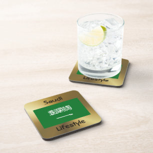 Dessous-de-verre Drapeau Arabie saoudite+Dessous de verre texte