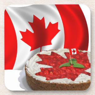 Dessous-de-verre Drapeau canadien avec gâteau en feuille d'érable c