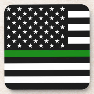Dessous-de-verre Drapeau de la fine ligne verte : vétérans militair