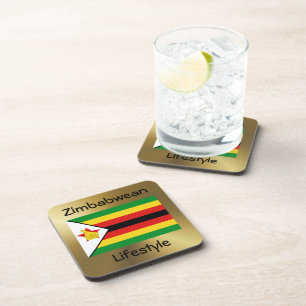 Dessous-de-verre Drapeau du Zimbabwe+Dessous de verre texte