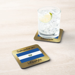 Dessous-de-verre Drapeau El Salvador+Dessous de verre texte