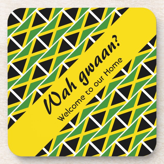 Dessous-de-verre Drapeau Fun WAH GWAAN Jamaïque (Devant)