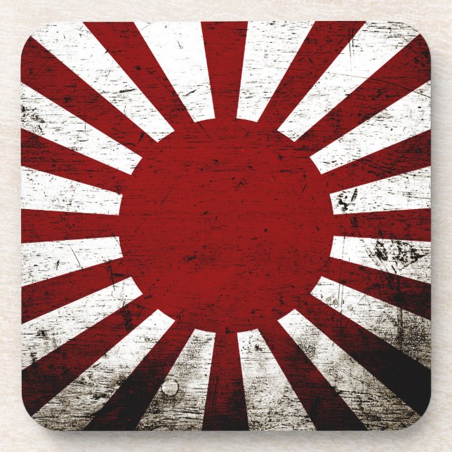 Dessous-de-verre Drapeau grunge noir du Japon Soleil Levant (Devant)