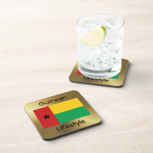 Dessous-de-verre Drapeau Guinée-Bissau+Dessous de verre texte