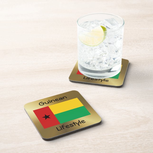 Dessous-de-verre Drapeau Guinée-Bissau+Dessous de verre texte (Côté Droit)