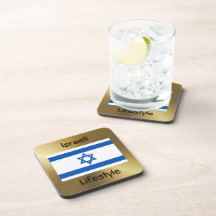Dessous-de-verre Drapeau Israël+Dessous de verre de texte