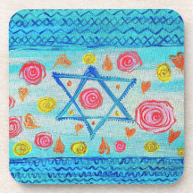 Drapeau israélien lunaire avec fleurs & coeurs