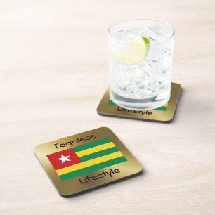 Dessous-de-verre Drapeau Togo+Dessous de verre de texte
