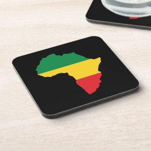 Dessous-de-verre Drapeau vert, or et Afrique rouge