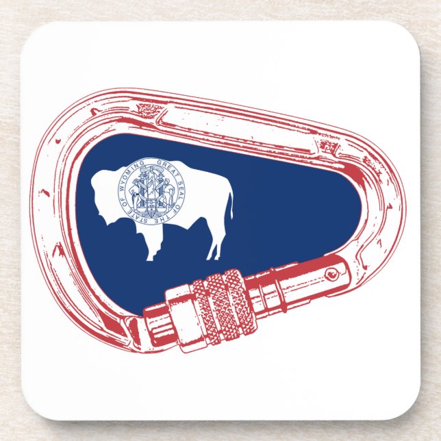 Dessous-de-verre Drapeau Wyoming Escalade Carabiner (Devant)