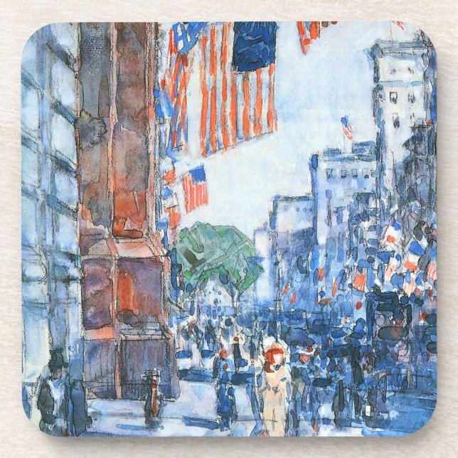 Dessous-de-verre Drapeaux Cinquième Avenue par Childe Hassam, Art V (Devant)