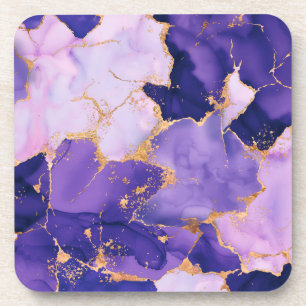 Dessous-de-verre Dreamy Lavender alcool encres et or