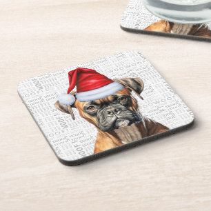 Dessous-de-verre Drôle Boxer Chien Woof Word Art Holiday