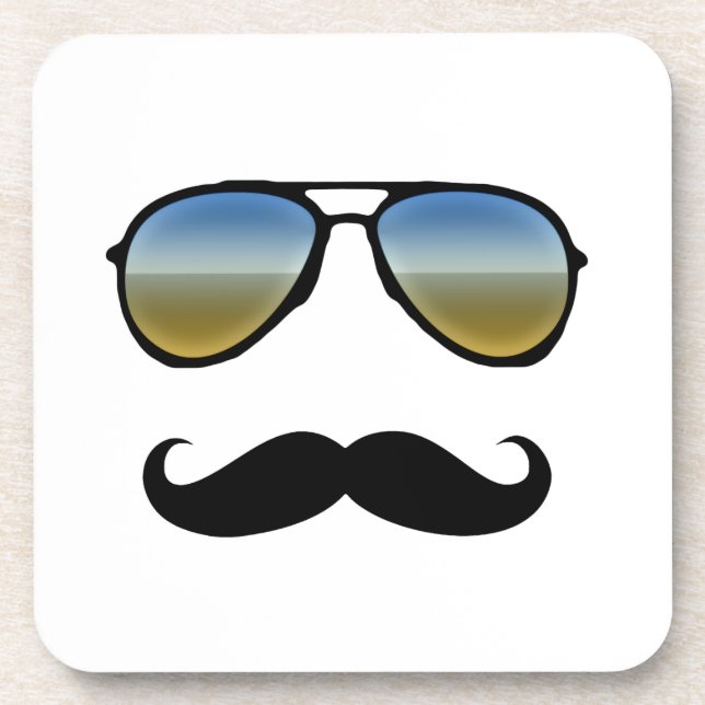 Dessous-de-verre Drôle Lunettes de soleil Retro avec Moustache (Devant)