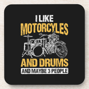 Dessous-de-verre Drummer Drumming J'Aime Les Motos Et Les Drums