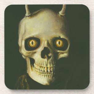 Dessous de verre du crâne diable gothique