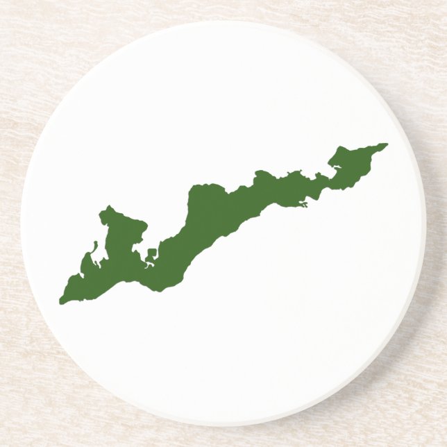 Dessous de verre du logo de Fishers Island - Vert (Devant)