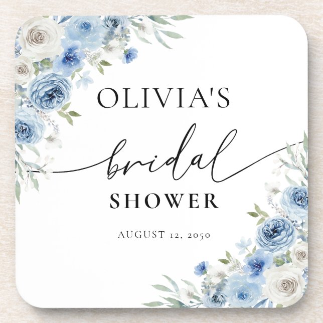 Dessous-de-verre Dusty Blue Ivory Bridal Douche nuptiale couverture (Devant)