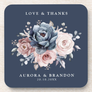 Dessous-de-verre Dusty Blue Mauve Rose rose ardoise Mariage floral