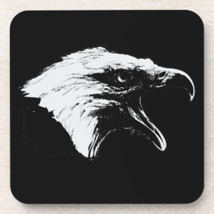 Dessous-de-verre Eagle chauve en noir Choisir votre Arrière - plan