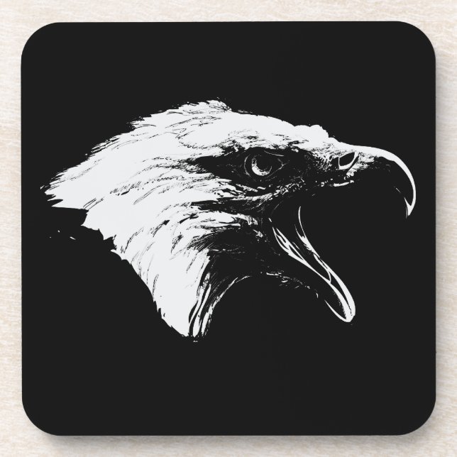 Dessous-de-verre Eagle chauve en noir Choisir votre Arrière - plan (Devant)