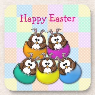 Dessous-de-verre Easter owl - rainbow