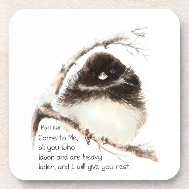 Dessous-de-verre Écriture Encourageante Matthieu 8:28 Oiseaux migno (Devant)