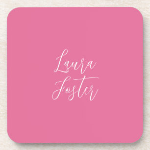 Dessous-de-verre Écriture manuscrite Nom élégant Couleur rose