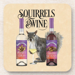 Dessous-de-verre Écureuil & Vin - Amusant Écureuil et Vin D