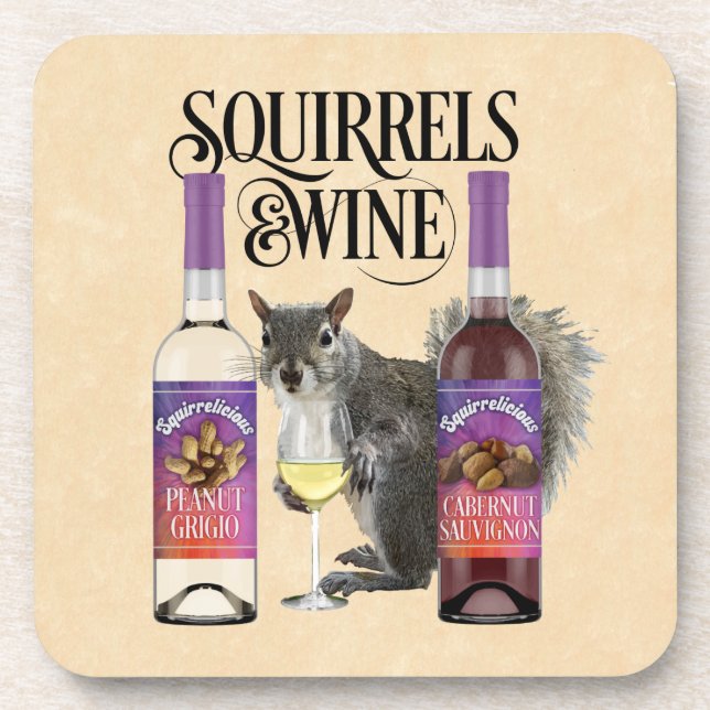 Dessous-de-verre Écureuil & Vin - Amusant Écureuil et Vin D (Devant)