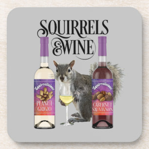 Dessous-de-verre Écureuil & Vin - Amusant Écureuil et Vin D