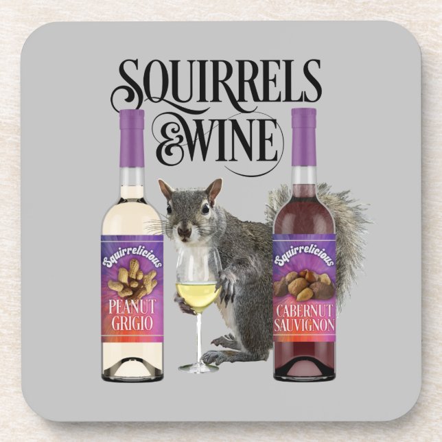 Dessous-de-verre Écureuil & Vin - Amusant Écureuil et Vin D (Devant)
