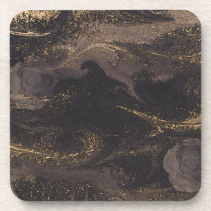 Dessous-de-verre effet Abstrait glam noir et or texture
