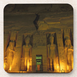 Dessous-de-verre Égypte, Abu Simbel, Façade éclairée du petit