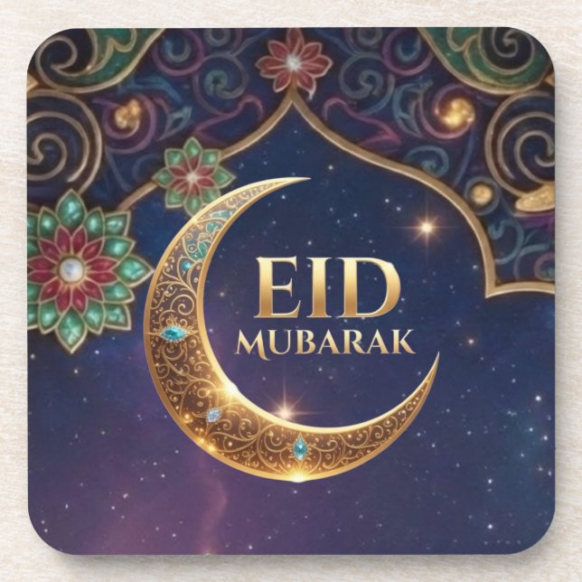 Dessous-de-verre Eid Mubarak Islamic celebration Gold And navy (Devant)