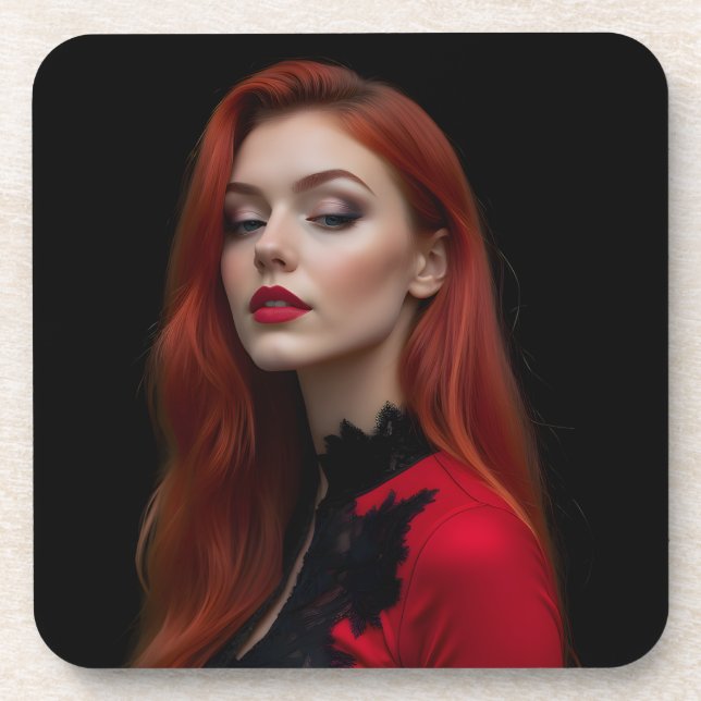 Dessous-de-verre Élégance Crimson : un portrait gothique (Devant)