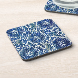 Dessous-de-verre Élégance envoûtante : Ornement Floral bleu chinois