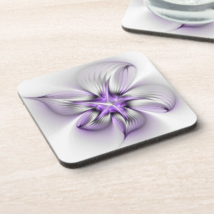 Dessous-de-verre Élégance florale Art fractal violet abstrait moder