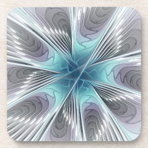 Dessous-de-verre Elégance Moderne Bleu Gris Blanc Fractage Art Flow