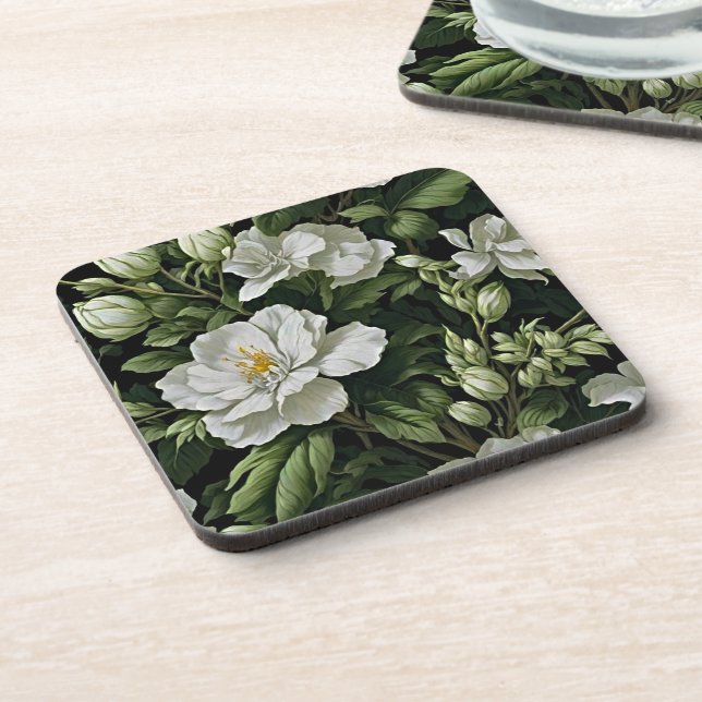Dessous-de-verre Élégance Sous Votre Boisson : Floral Exotique (Côté gauche)