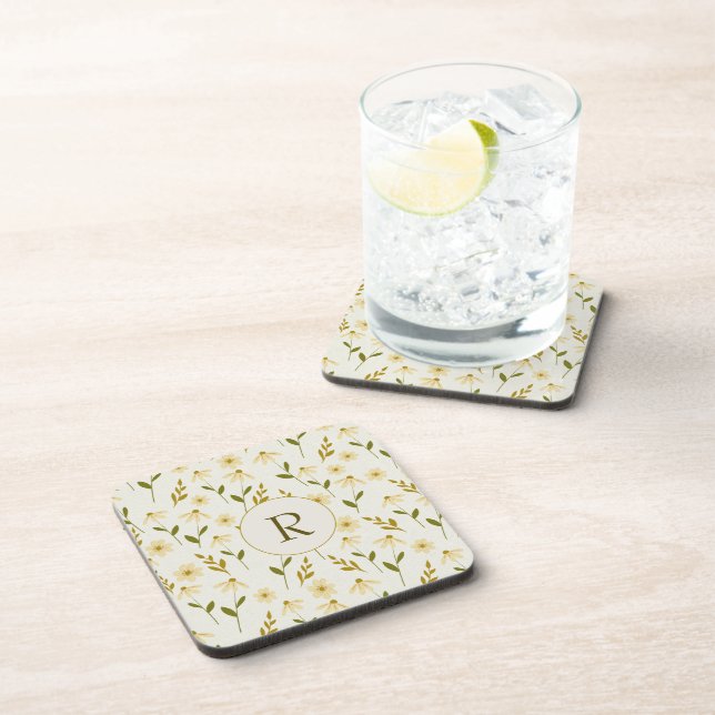 Dessous-de-verre Elégant Daisy Floral Design Direction de la verdur (Côté Droit)