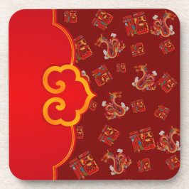 Dessous-de-verre Élégant Dragon Rouge chinois Nouvel An Symbole cha
